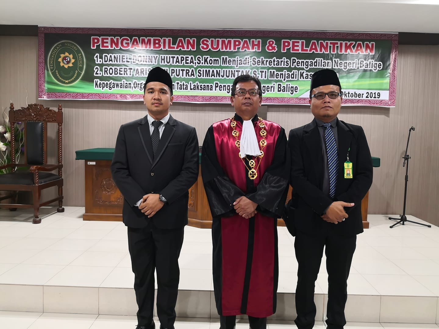 Pelantikan Sekretaris Pengadilan Negeri Balige dan Kasubbag Kepegawaian dan Organisasi Tata Laksana